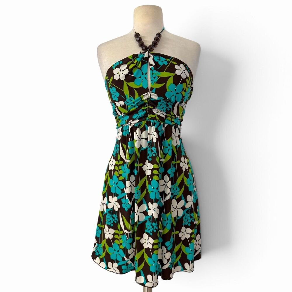 NWT Vtg Y2K Rampage Floral Halter Mini Dress Deadstock Beaded Whimsygoth Large